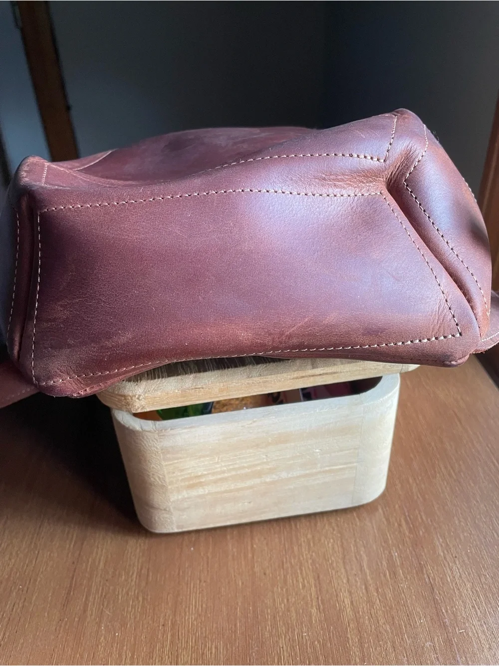 Leather Structured Mini Backpack Handmade